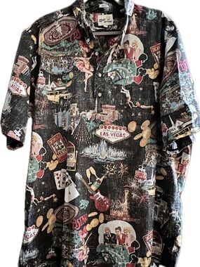 reyn spooner Black Multi Las Vegas Graphic Short-Sleeve Button-Down Shirt
